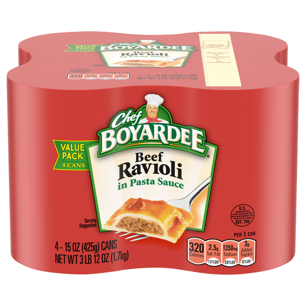 Chef Boyardee Beef Ravioli Value Pack - 4 ct