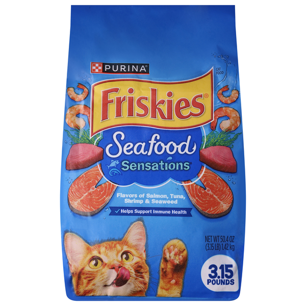 Friskies Seafood Sensations Salmon Tuna Shrimp Seaweed Adult Dry Cat Food