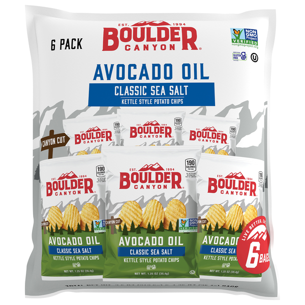 Boulder Canyon Kettle Style Potato Chips Avocado Oil Classic Sea Salt - 6 ct