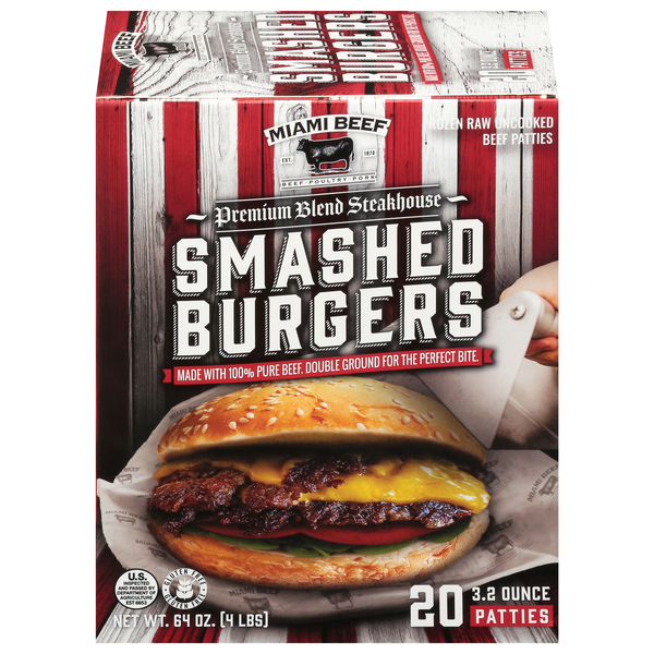 Miami Beef Smashed Burgers - 20 ct Frozen
