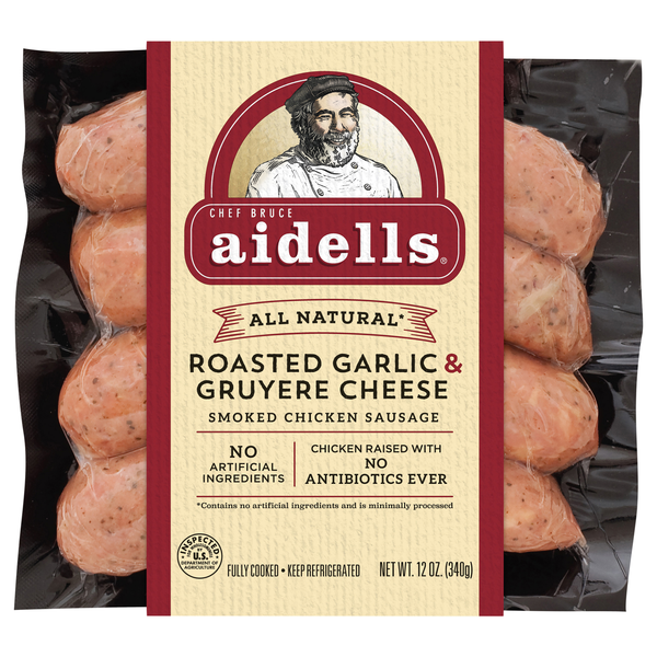 Aidells Natural Garlic & Gruyere Cheese Smoked Chicken Sausage - 4 ct