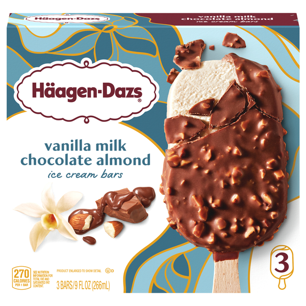 Haagen-Dazs Vanilla Milk Chocolate Almond Ice Cream Bars - 3 ct