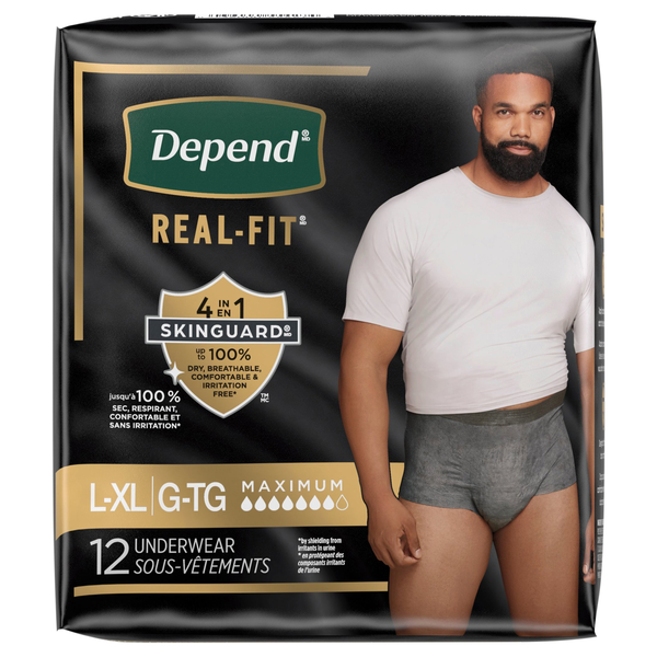 Depend Real Fit Men's Incontinence Underwear L/XL