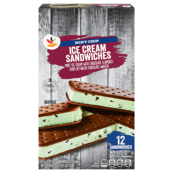 Our Brand Mint Chocolate Chip Ice Cream Sandwiches - 12 ct