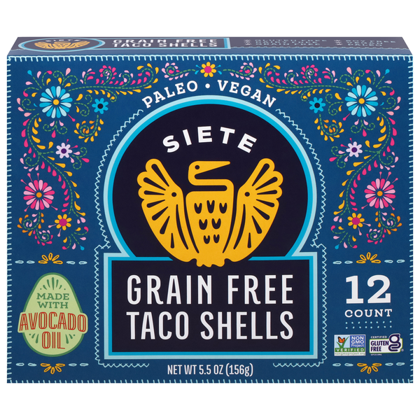 Siete Gluten & Grain Free Vegan Hard Taco Shells - 12 ct