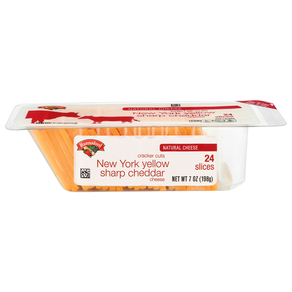 Hannaford New York Yellow Sharp Cheddar Cheese Cracker Cut Slices - 24 ct