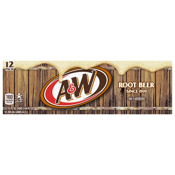 A&W Caffeine Free Root Beer Soda - 12 pk