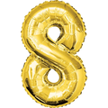 Shape Number 8 Gold Helium-Filled Balloon