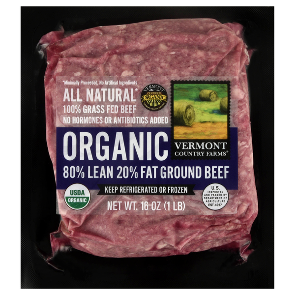 Vermont Country Farms Organic 80/20% Ground Beef Fresh