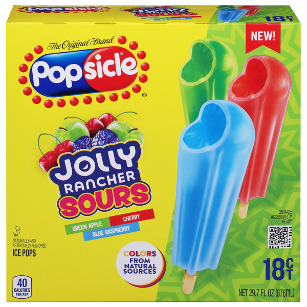 Popsicle Jolly Rancher Sours Ice Pops - 18 ct