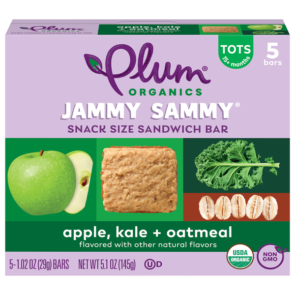 Plum Organics Tots Jammy Sammy Apple Kale & Oatmeal Sandwich Bars - 5 ct