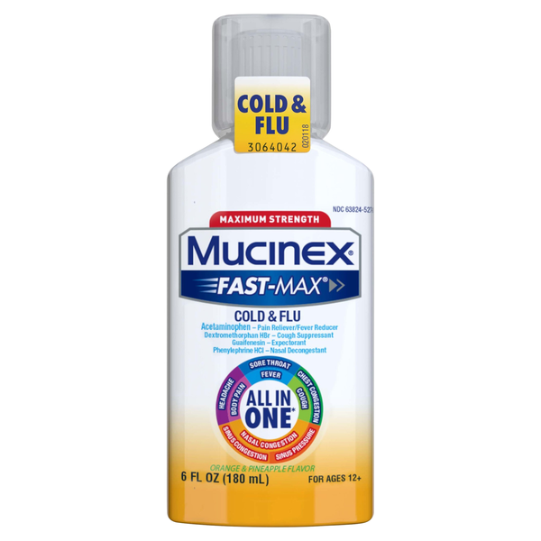 Mucinex Fast-Max All in One Cold & Flu Orange & Pineapple Flavor Liquid