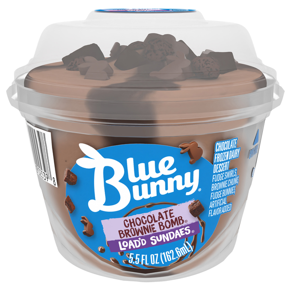 Blue Bunny Load'd Sundaes Chocolate Brownie Bomb Frozen Dairy Dessert