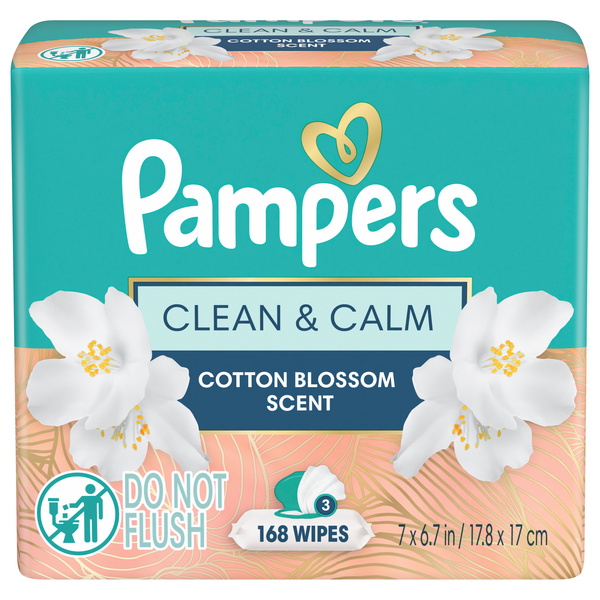 Pampers Clean & Calm Cotton Blossom Scent Wipes Pop-Top - 3 pk