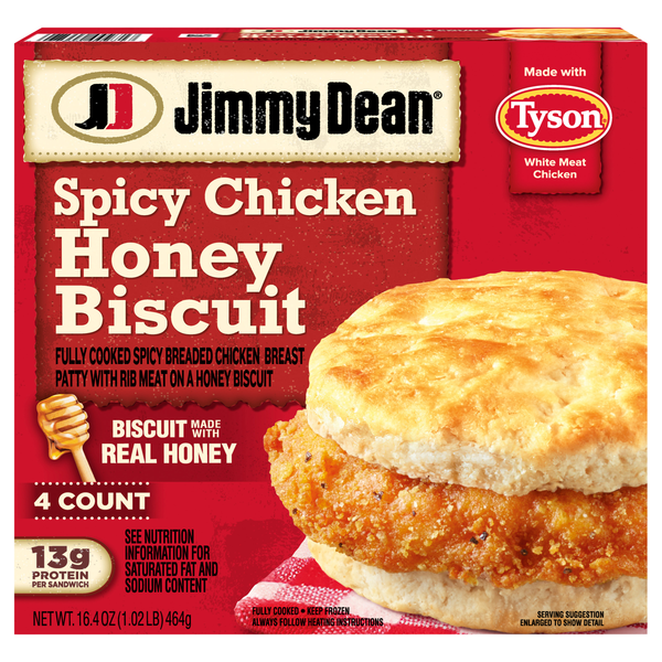 Jimmy Dean Spicy Crispy Chicken Honey Biscuit Sandwich - 4 ct