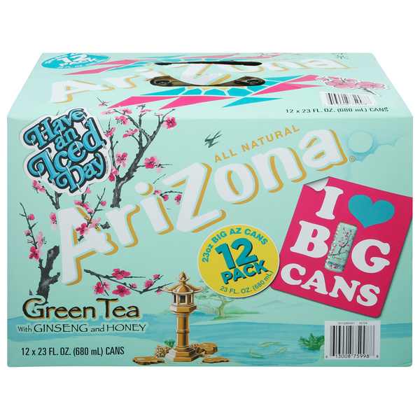 AriZona Green Iced Tea with Ginseng & Honey - 12 pk