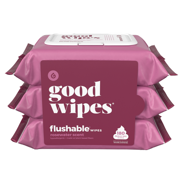 Goodwipes Rosewater Flushable Wipes - 3 pk