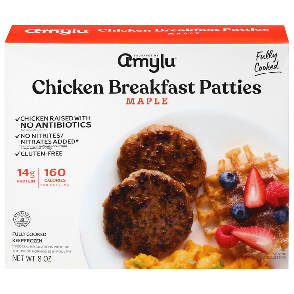 Amylu Fully Cooked Maple Chicken Breakfast Patties Frozen