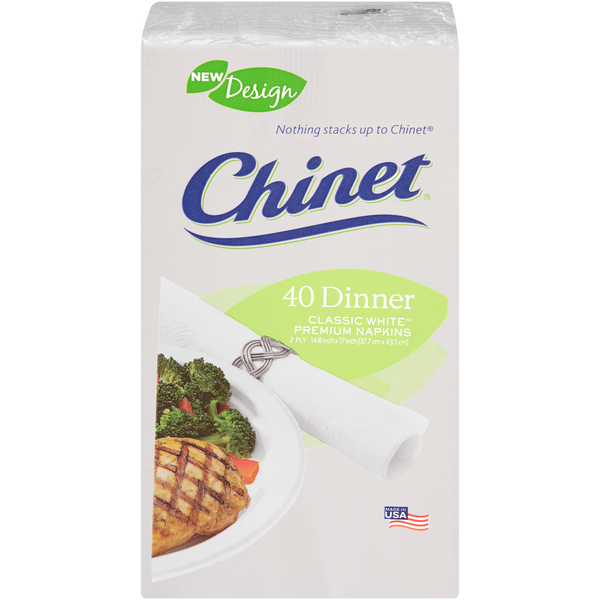 Chinet Premium Dinner Napkins 2-Ply Classic White