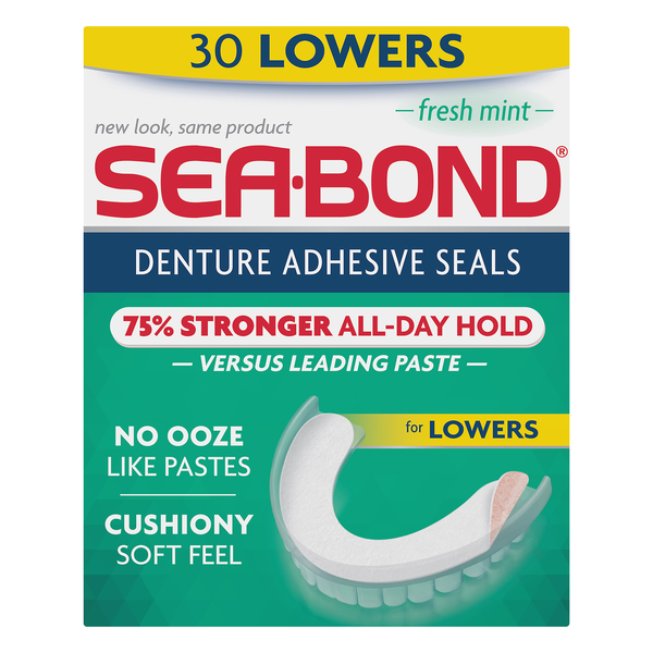 Sea-Bond Fresh Mint Denture Adhesive Seals for Lowers
