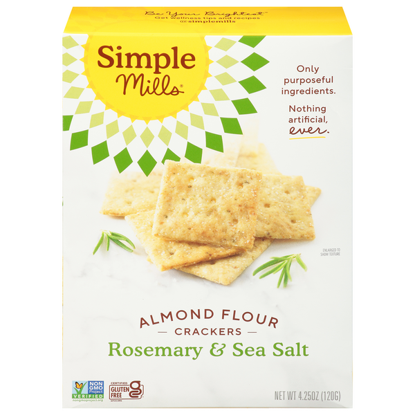 Save on Simple Mills Almond Flour Crackers Rosemary & Sea Salt Gluten