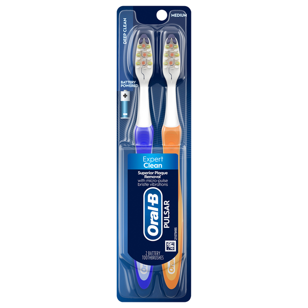 Oral-B Pulsar Expert Clean Battery Powered Toothbrushes Medium Value Pack