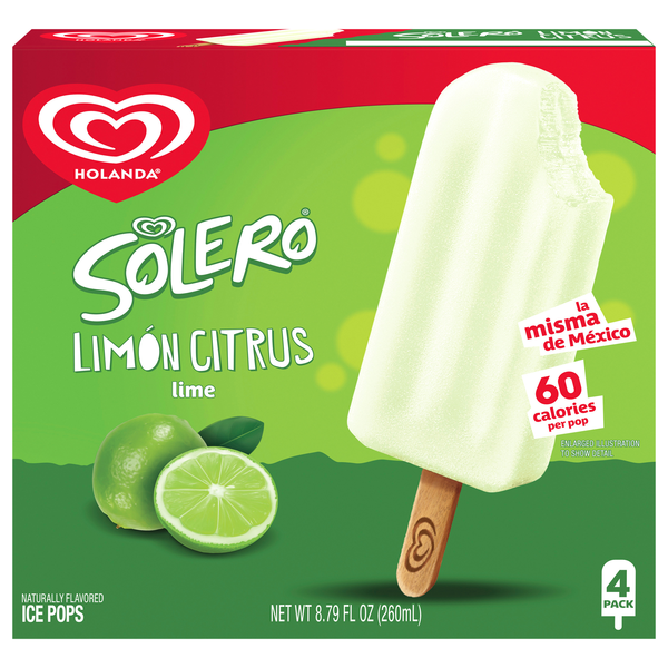 Holanda Solero Lime Citrus Ice Pops - 4 ct