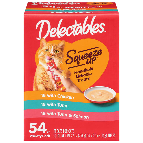 Delectables Squeeze Up Variety Pack Lickable Cat Treat - 54 ct