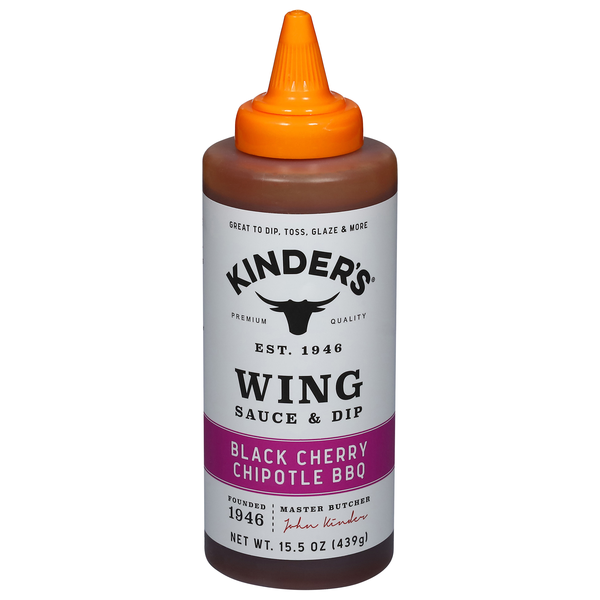 Save on Kinder's Black Cherry Chipotle BBQ Wing Sauce & Dip Order