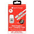 Dyno Charge 4 ft Wall Charger/4-in-1 Charging Cable White