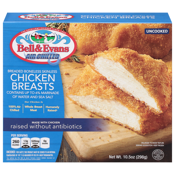 Bell & Evans Boneless Skinless Breaded Chicken Breasts Frozen