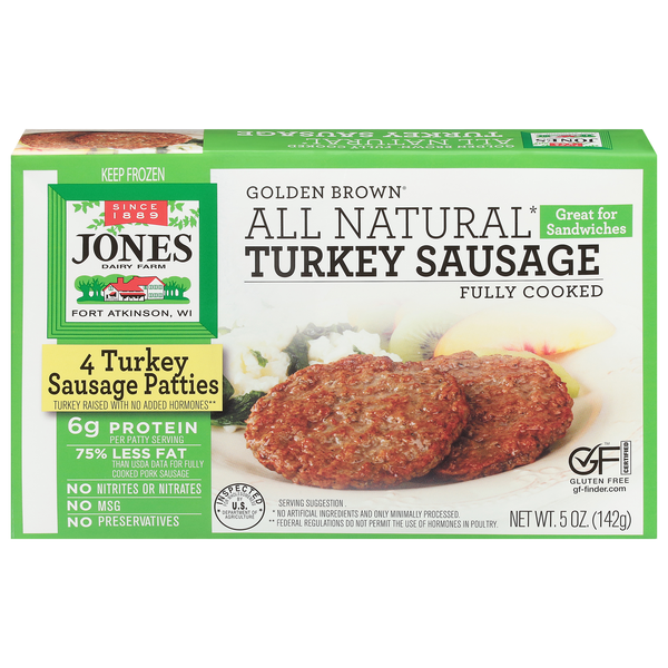 Jones Dairy Farm Golden Brown Turkey Breakfast Sausage Patties - 4 ct