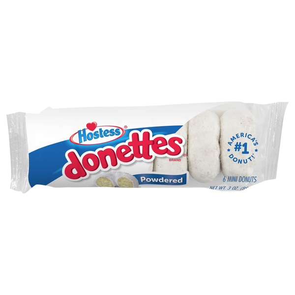 Hostess Donettes Mini Powdered Donuts - 6 ct