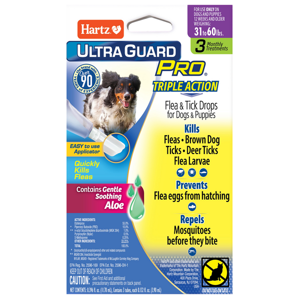 Hartz UltraGuard Pro Flea & Tick Drops for Dogs & Puppies 31-60 lbs - 3 ct