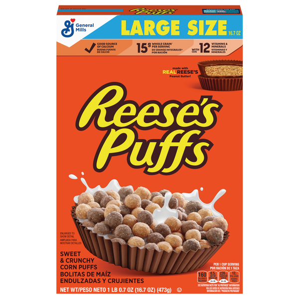 General Mills Reese's Puffs Peanut Butter Cereal Large Size