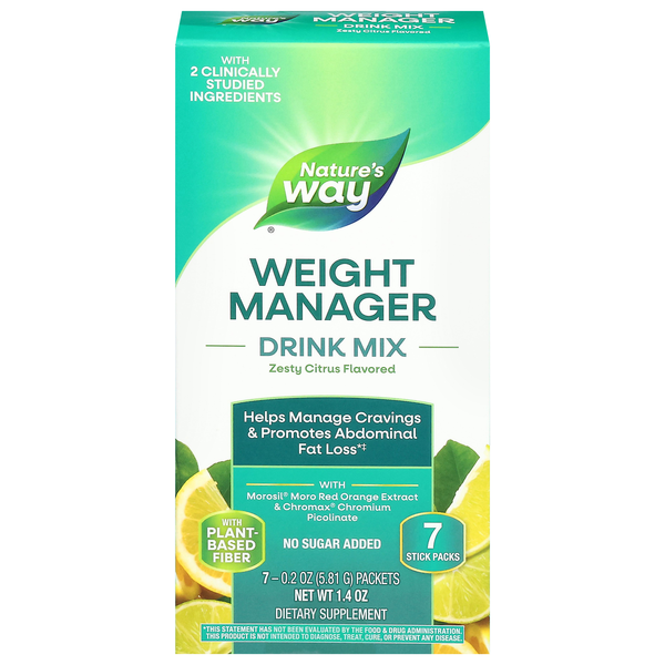 Nature's Way No Sugar Added Zesty Citrus Weight Manager Drink Mix - 7 ct