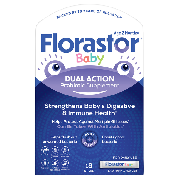 Florastor Baby Daily Probiotic Supplement Unflavored Powder Sticks