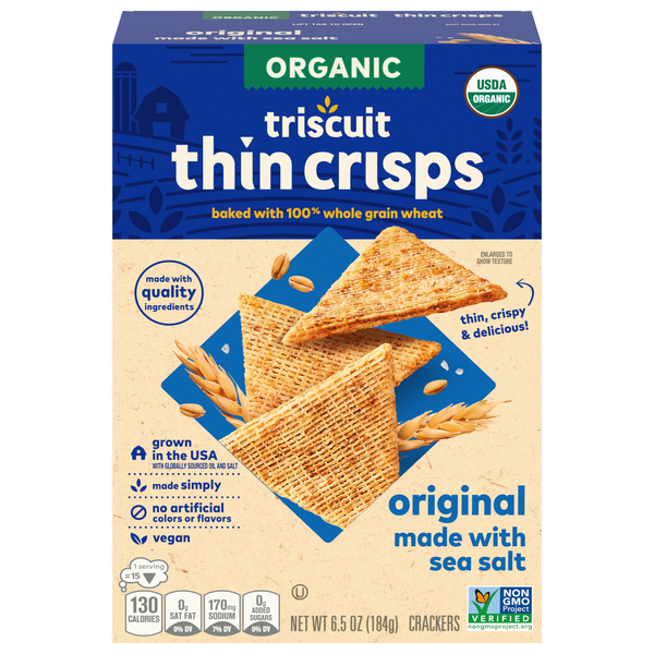 Triscuit Thin Crisps Organic Original Whole Grain Wheat Crackers