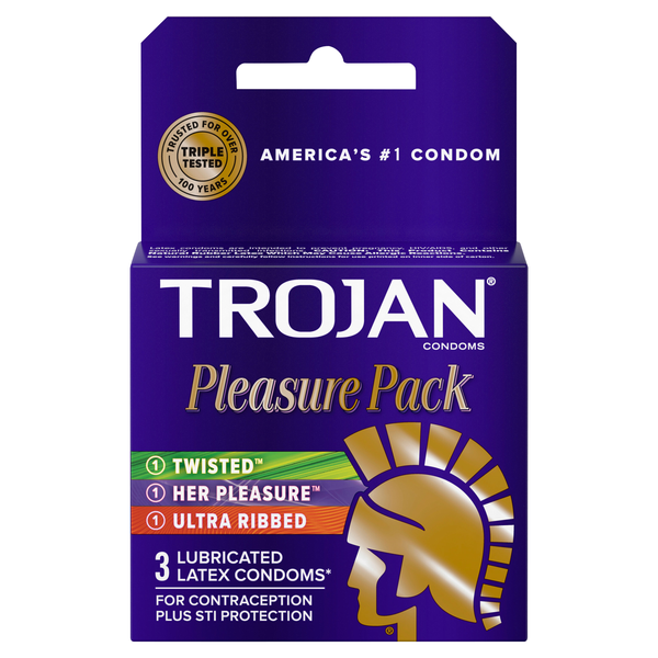 Trojan Pleasure Pack Lubricated Latex Condoms