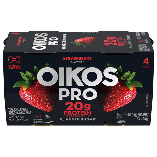 Oikos PRO 20g Protein Strawberry Ultra-Filtered Milk Yogurt Cup - 4 ct
