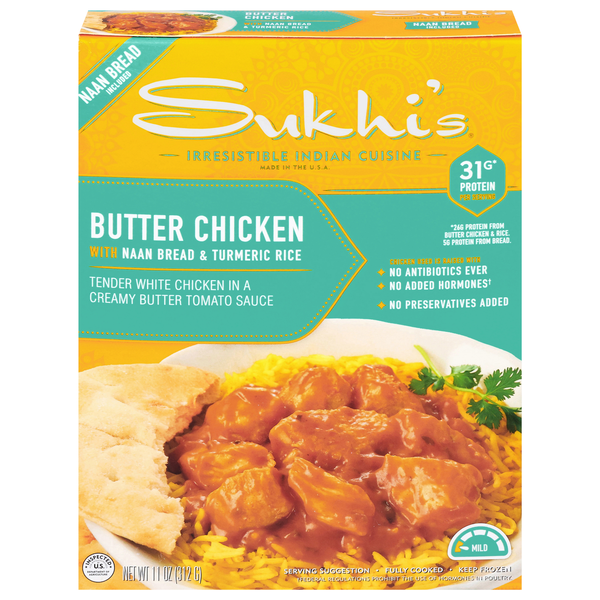Sukhi's Butter Chicken with Naan Bread & Turmeric Rice Frozen Meal