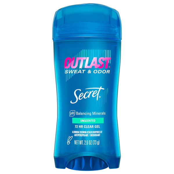 Secret Outlast Unscented Antiperspirant Deodorant Clear Gel