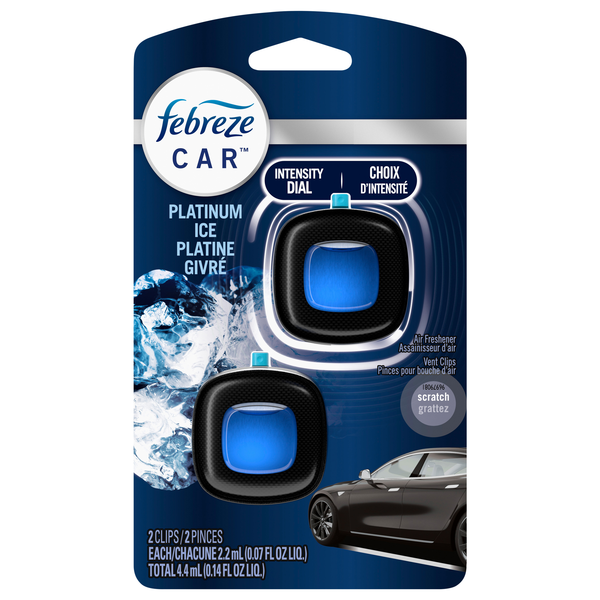 Febreze Car Platinum Ice Scent Air Freshener Vent Clips - 2 ct