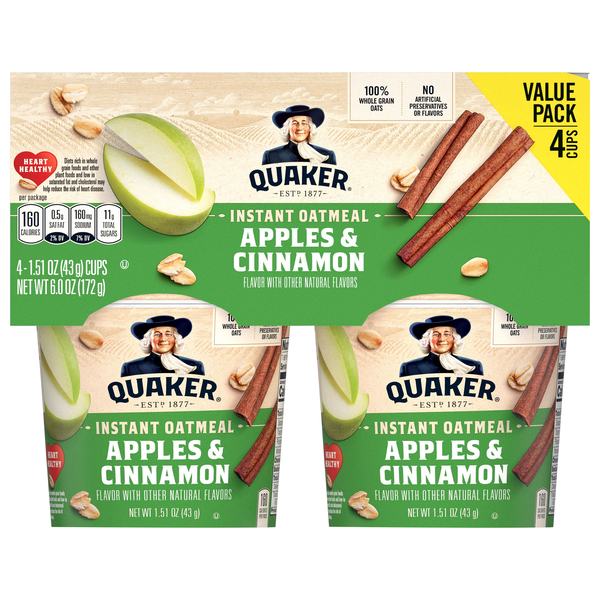 Quaker Apples & Cinnamon Instant Oatmeal - 4 ct