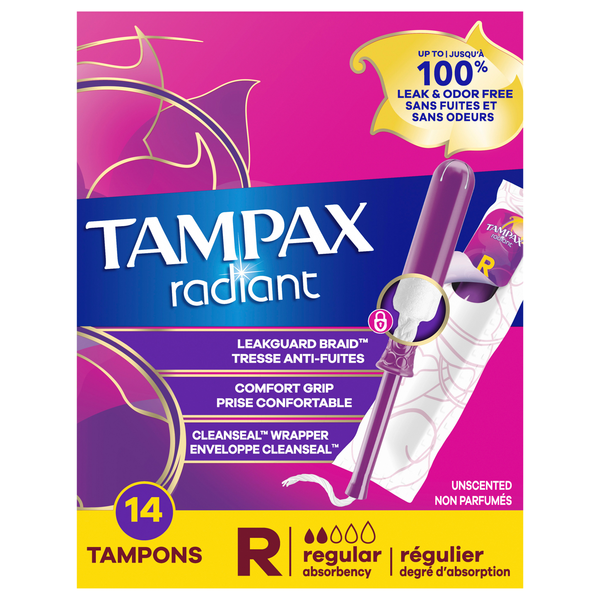 Tampax Radiant Unscented Regular Tampons