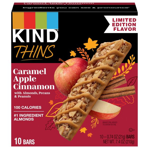 KIND Thins Gluten Free Limited Edition Caramel Apple Cinnamon Bars - 10 ct