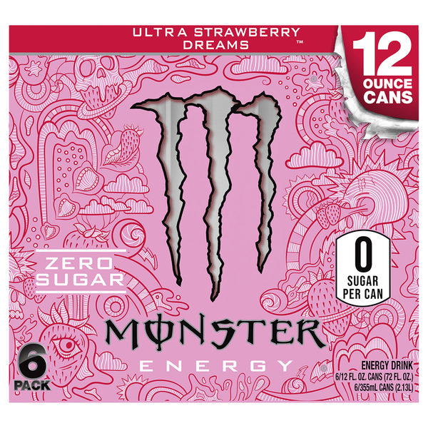 Monster Zero Sugar Ultra Strawberry Dreams Energy Drink - 6 pk