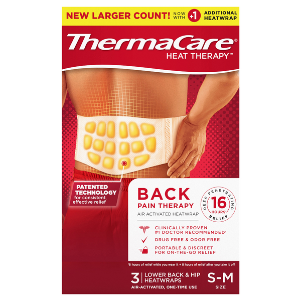 ThermaCare Back Pain Therapy Lower Back & Hip Heatwraps S-M Size