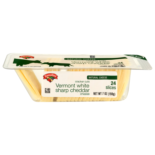 Hannaford Vermont White Sharp Cheddar Cheese Cracker Cut Slices - 24 ct