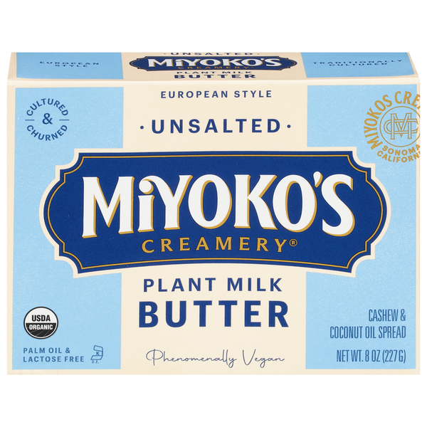 Miyoko's Creamery Organic Vegan Unsalted European Style Plant Milk Butter